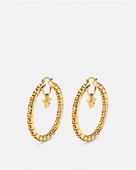 versace gold hoops|Greca Hoop Earrings Gold .